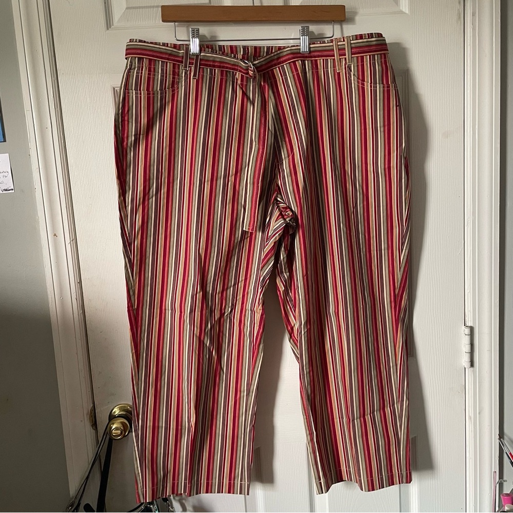 Venezia Striped Red & Beige Tie-Waist Chinos